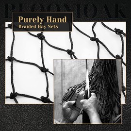 Bloomoak Slow Hay Feeder, 40" Hay Net with 2" Hole for Horse and Goat, Soft Black PE Hay Bags with Small Mesh for Stall,Trailer and Travel (1PC)