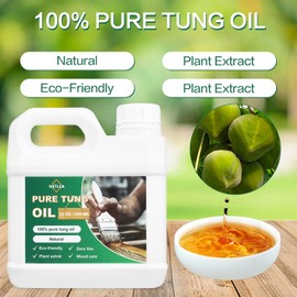 Netlea 32OZ Pure Tung Oil with a Soft Towel for Wood Finishing,Food Safety for Furniture & Countertop,100% Pure Tung Oil for Indoor & Outdoor Unfinished Bare Wood, Furniture,Floors etc