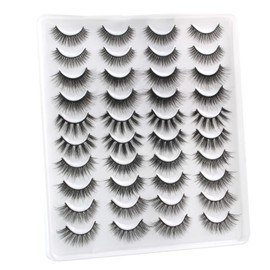 Oreola False Eyelashes, Dramatic Fluffy Faux Mink Eyelashes, Pack of 20, 5 Types, Mixed Pack, Thick Wispy Crossed Cat Eye Eyelashes, Natural Artificial Eyelashes to Extend Length