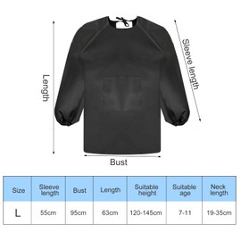 CAINCAY Children's Painting Apron Waterproof Children's Painting Coat 8-12 Years Craft Apron Children with Sleeves and 1 Pocket, Adjustable Cooking Apron Children for Crafts Painting Baking Cooking,