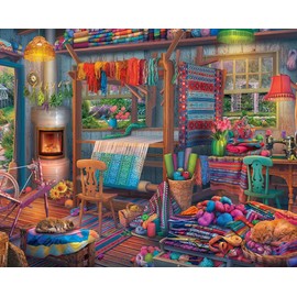 Springbok's 1000 Piece Jigsaw Puzzle Weaver's Cottage - Made in USA - Unique Cut Pieces