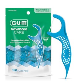 Sunstar 888JC GUM - Hilo dental de cuidado avanzado, menta fresca, vitamina E y fluoruro, 150 unidades (el embalaje puede variar)