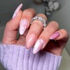 IMRAIN Purple Press on Nails Cat Eye French Tips Fake