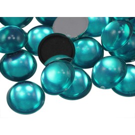 11mm Blue Zircon .BZ Flat Back Acrylic Round Cabochons Plastic Pearl Gems for Jewelry Making Costume Making Cosplay Jewels Embelishments - 50 Pieces