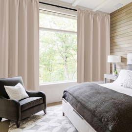 DWCN Blackout Curtains Thermal Insulated, Energy Saving & Noise Reducing Bedroom and Living Room Curtains, Camel, W 52x L 63 Inch, Set of 2 Rod Pocket Curtain Panels