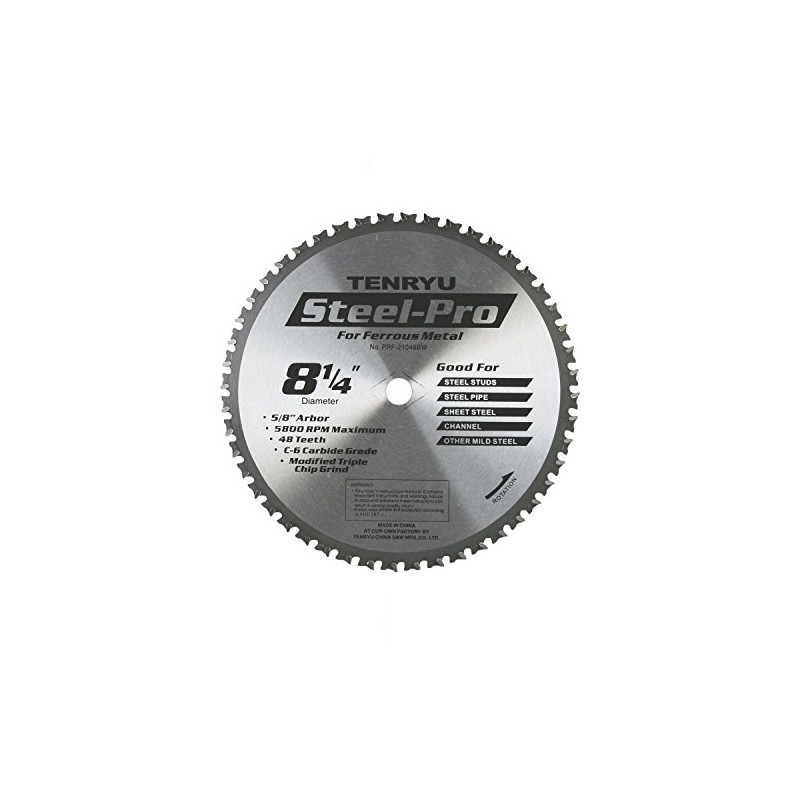 Tenryu PRF-21048BW 8-1/4" Ferrous Metal Circular Saw Blade 48T 1"