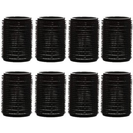 AKH® Hair Rollers | Pack of 8 | Black Large Hair Rollers 50mm | For Short And Long Hair Salon Hairdressing, Hair Styling, Waves and Curles | Self Grip Holding Rollers For Men Women Kids | Curling Tool