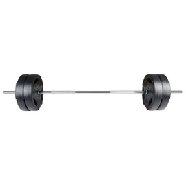 Fitvids Standard Coded and Vinyl Coated Olympic Barbell 60 Pound Weight Plate Set for Muscle Strengthening and Endurance Training