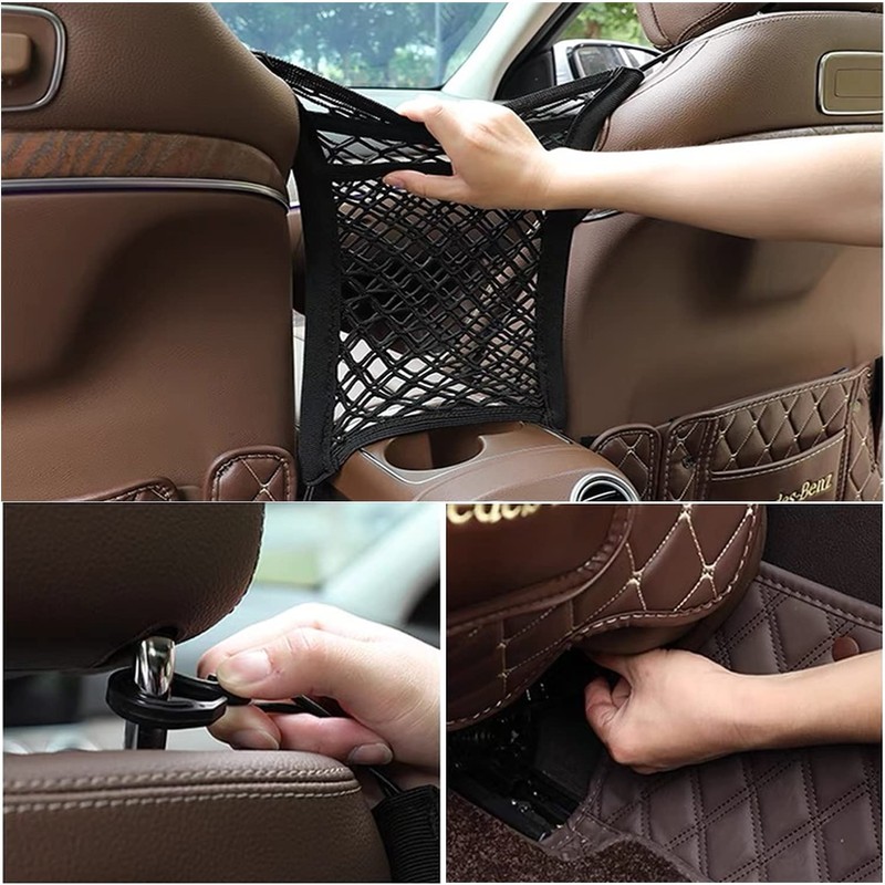 3 Layer Purse Holder for Car, Net Pocket Handbag Holder