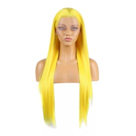 Sourcing Map De Moda Peluca Larga Lisa Para Uso Diario Amarillo 24 Dama