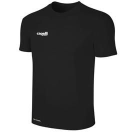 Capelli Sport Standard Youth Workout Top, Short Sleeve Crew Neck Exercise Training Jersey for Boys and Girls, Black White
