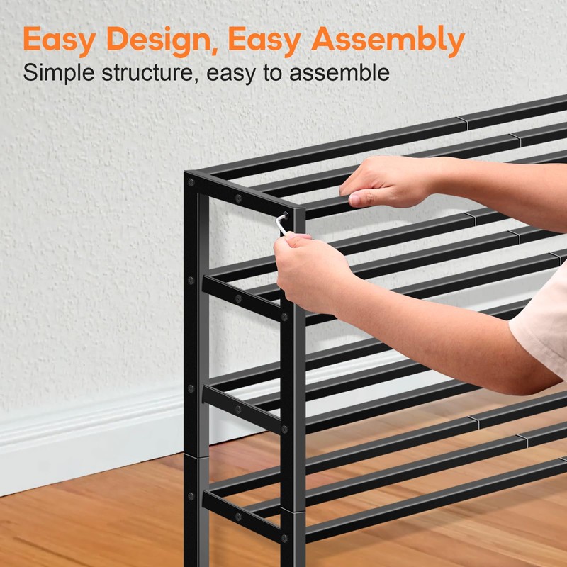 KEETDY 5-Tier Heavy Duty Shoe Rack for Garage Entryway, Stackable