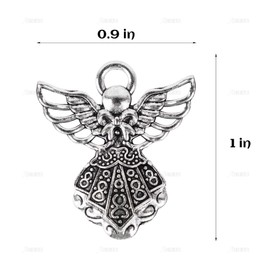 AUEAR, Colgantes de ángel de plata envejecida, para hacer joyas, collares, pulseras, Paquete de 30, Plata