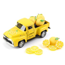 Geoyien Lemon Decoration, Lemon Truck Decoration, Lemon Decorations for Home, Metal Truck Decoration, with 10 Small Artificial Lemons (Removable), for Living Room, Table Decoration, Lemon Party
