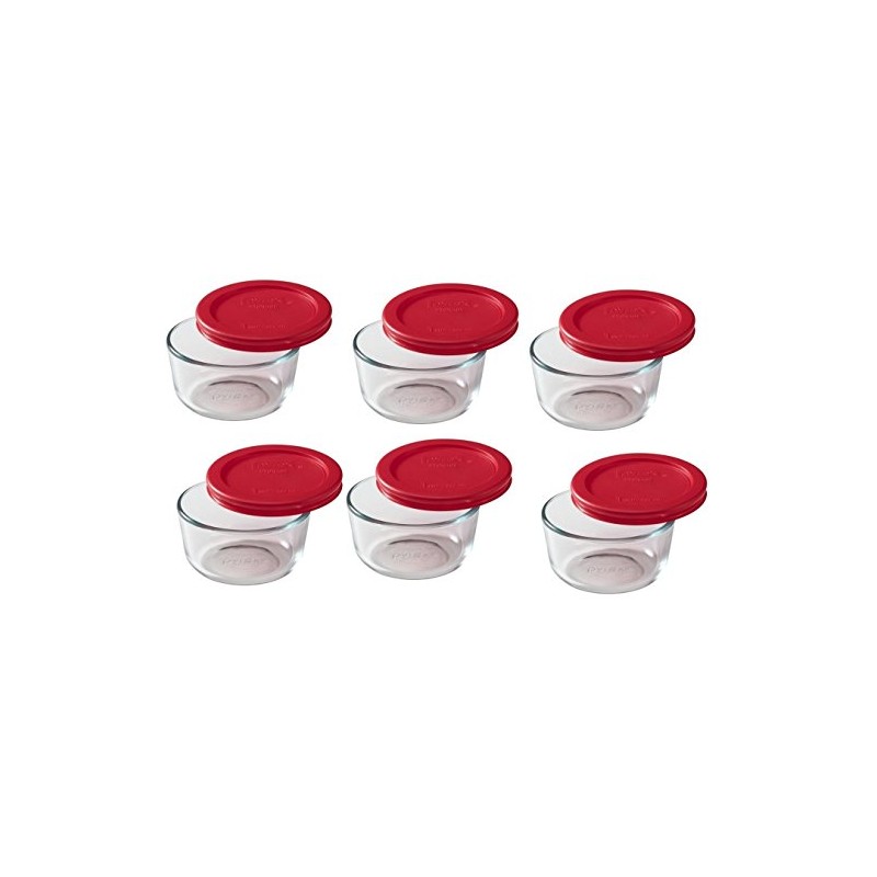 Pyrex 1-cup Storage Containers (Pack of 6) - Total 12-Piece