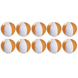 eBuyGB Pack of 10 Inflatable Colour Ball - Beach Pool Game, Orange, 22 cm/9"