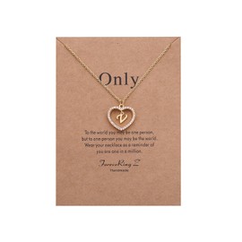 Wishoney Charm Necklace Message Card Only Letter V Necklace Initial Necklace Heart Love Necklace CZ Cubic Zirconia Pendant Love Necklace Woman Jewelry