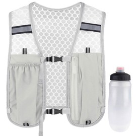 Laufweste für Damen und Herren - 5L Ultraleicht Trinkrucksack Trail Rucksack Trinkweste reflektierende Running Vest Trinkrucksack zum Laufen Herren Damen für Wandern Marathon (Grau, 5 Liter)