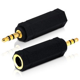 Mobi Lock 2pcs 3.5mm Plug to 6.35mm Socket - 1/8 to 1/4 in Stereo Audio Jack Adapter - Connects Devices with 3.5mm Port to Amplifiers, Guitar, Piano, Speakers & Mic that use 6.35mm Port