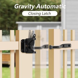 HOME MASTER HARDWARE Gate Latch for Wooden Fence Gates, Self-Locking Gate Latches, Heavy Duty Wood Door Hardware Kit for Outdoor Farm Garden Yard Pool