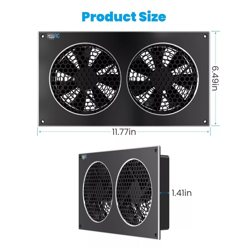 AITECAC S12, Cooling Fan System 12" Thermostat Control, Home Theater