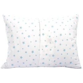 Comfy Turtles 13 x 18 Inch Toddler Size Pillowcase - Natural Cotton - Pillow Cover for Children, Boys, Girls & Kids - for Sweet Dreams, Sleeping & Travel - Soft & Breathable - Green Stars on White