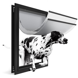 Extra Large Dog Door for Exterior Doors, Heavy Duty Aluminum Doggy Door for Extreme Weather, Cutout Size 14 1/2''W x 25 1/8''H, Giant Dog Door Up to 220 lbs, Lockable, Black