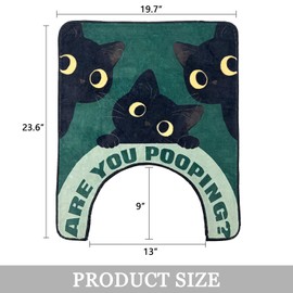 Homantic Short Plush Fun Toilet Rug Black Cat U Shaped Bathroom Rugs Toilet Mat Cute Contour Rug Non Slip Water Absorbent Funny Bathroom Decor Washable Green Toilet Rug 24x20 Inches