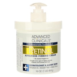 ADVANCED CLINICALS CREMA CORPORAL RETINOL REAFIRMANTE CON VITAMINA E, TE VERDE Y ALOE VERA 454GR