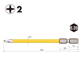 VESSEL Coated Tube Bit, Electric Ball Grip Driver Application +2×φ5×100mm 1pc USB162100
