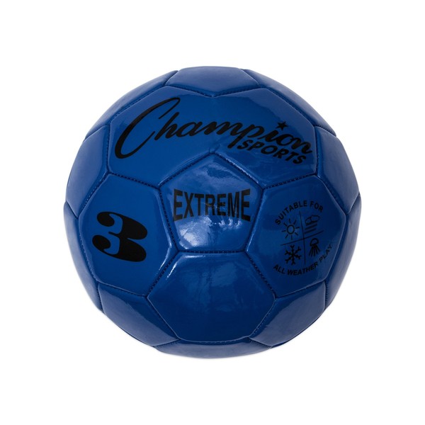 Champion Sports Extreme Series Soccer Ball, Size 3 - Youth League, All Weather, Soft Touch, Maximum Air Retention - Kick Balls for Kids Under 8 - Competitive and Recreational Futbol Games, Blue