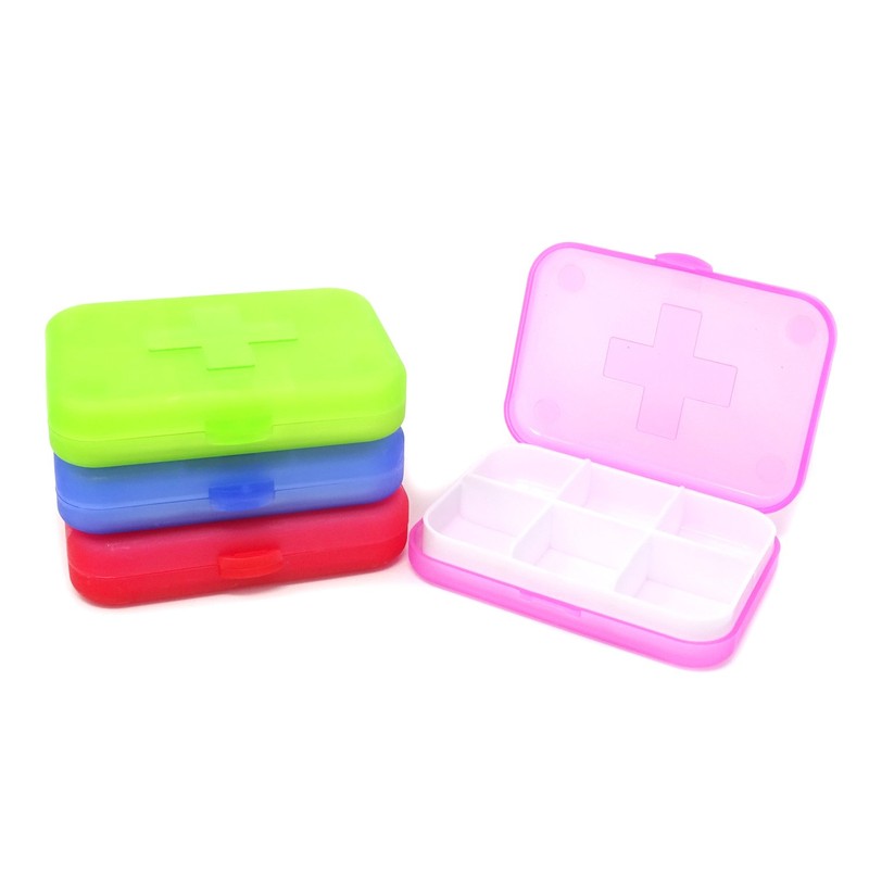 Honbay 4PCS 6 Compartments Waterproof Plastic Pill Organizer Box Case