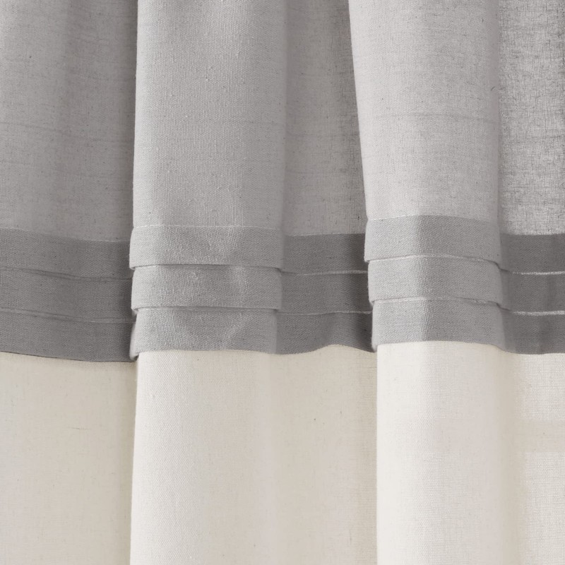 Lush Decor Farmhouse Faux Linen Colorblock Pleated Window Curtain Panel