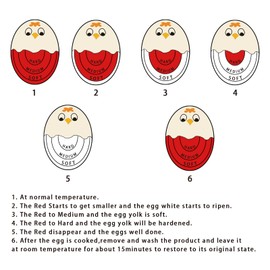 Egg Timer Sensitive Hard & Soft Boiled Color Changing Indicator Tells When Eggs are Ready (Red 4pack)