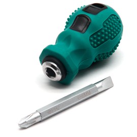 LEDXIN 2 in 1 Screwdriver, #2 Phillips & Slotted Screwdriver SL6 (6.3mm) & PH2 x 38mm, Magnetic Ratcheting Screwdriver with Anti-slip Handle