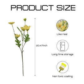 Redvigh Artificial Daisy Flowers 6PCS, Artificial Wildflowers Silk Flower Arrangements Wedding Bouquets Faux Flowers for Vase Plastic Floral Table Centerpieces for Home Kitchen Garden Party Decor