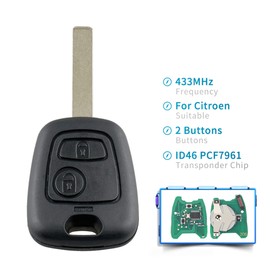 Heart Horse Remote Control Key Replacement for Peugeot 307 Citroen C1 C2 C3 Xsara, 2 Buttons Remote Car Key Case with 433Mhz ID46 Chip VA2 Blade, Peugeot 307 Remote Key Case, C3 Remote Key