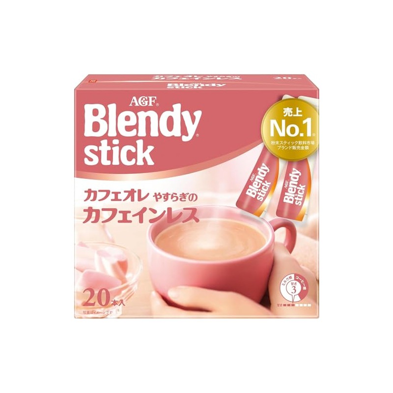 AGF Blendy Stick Cafe au Lait, Caffeine-Free Comfort, 20 Sticks,