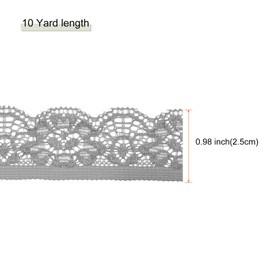 sourcing map Lace Trim Vintage Crochet 0.98" x 10yards Medium Gray Stretch Lace Ribbon for DIY Scrapbooking Clothes Fabric Wedding Decoration Gift Wrap