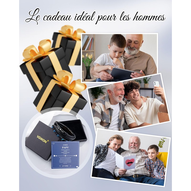 VGWON Geschenk Großvater Armband Männer Weihnachten Geburtstag Geschenk für Opa
