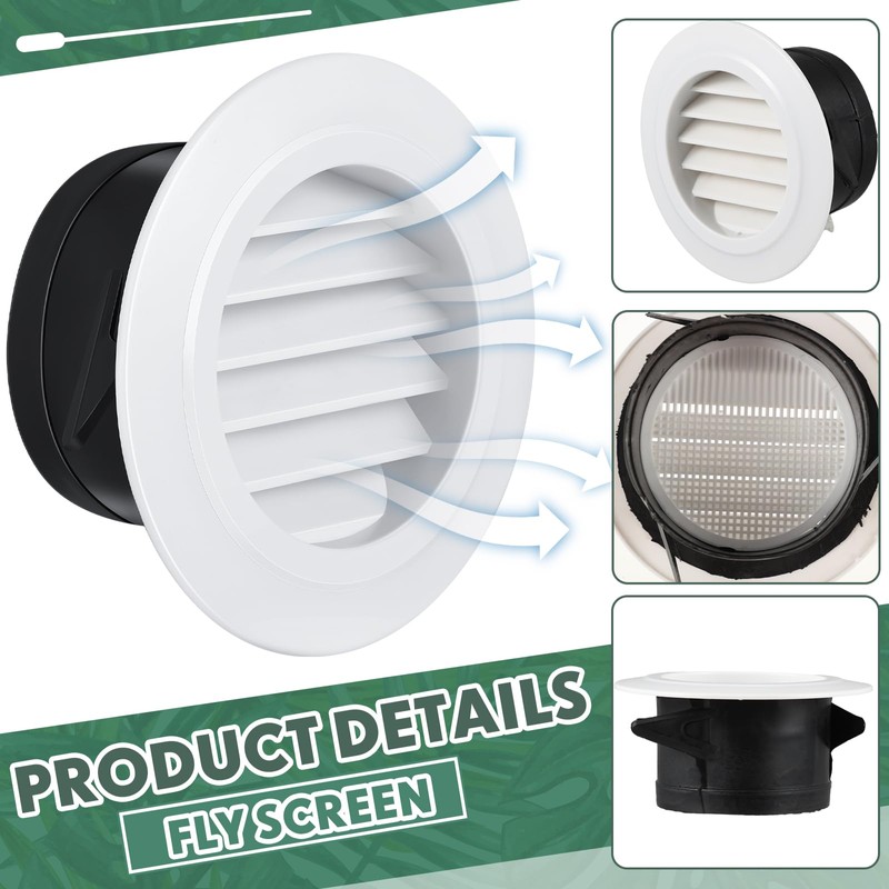 VIHOSE 4 Pcs Soffit Vents Soffit ABS Exterior Round Exhaust