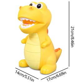 Lakpopya Dinosaur Money Box for Children, Large Dino Piggy Bank for Girls and Boys, Money Boxes Made of Safe PVC Material for Nursery Decoration, Gift, Toy, Christening Gifts (Yellow)