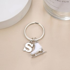 LIKGREAT Ice Skate Key Ring, Figure Skating Key Ring, Initial Skating Charm Keyring, Winter Christmas Decoration, Gifts for Women, Girls, s