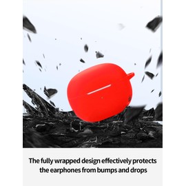 Case for Shokz OpenDots ONE True Wireless Noise Cancelling Earphones,Premium Silicone Shockproof, Accessible Charging Port,Front LED Visible, with Lanyard, Red.