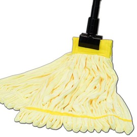 Large Microfiber Tube Mop with Stainless Steel Handle | Industrial Wet Mop | Absorbent and Durable with Great Cleaning Power (Yellow)