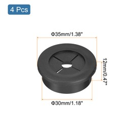 QUARKZMAN Pack of 4 Cable Grommets, 1-3/16 Inch (30 mm) Desk Feed-Through Flexible Rubber Ring Cable Grommet Wire Hole Cover for Office Computer Desk Cable Organiser, Black