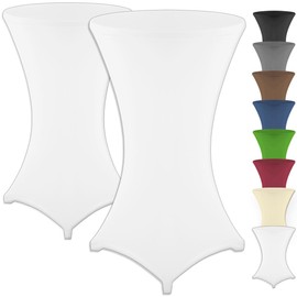 Gräfenstayn 2er-Set Stretch Stehtischhusse Diana mit Öko-Tex Siegel, Verstärkung im Fußbereich, in vielen Farben und Größen Ø60-65cm / Ø70-75cm / Ø80-85cm (Weiß, Ø70-75cm)