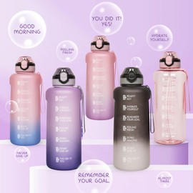 DEARRAY Tritan Water Bottle 2 L with Straw & Time Marking, 2 Litres BPA-Free Large Water Bottle with Time Motivational Sports Bottle for Fitness & Gym