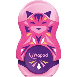 MAPED School Material - Duo Sharpener + Loopy Mini Cute - Sharpener with Eraser - Chip Compartment - 3 Fun Designs