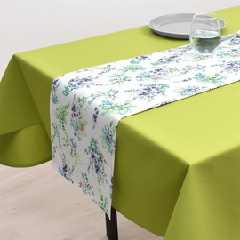 Style Decor W2700730 Laminated Table Runner, Waterproof, Scandinavian Table Center, 82.7 inches (210 cm), Wipable, Floral Pattern, Botanical, Blue